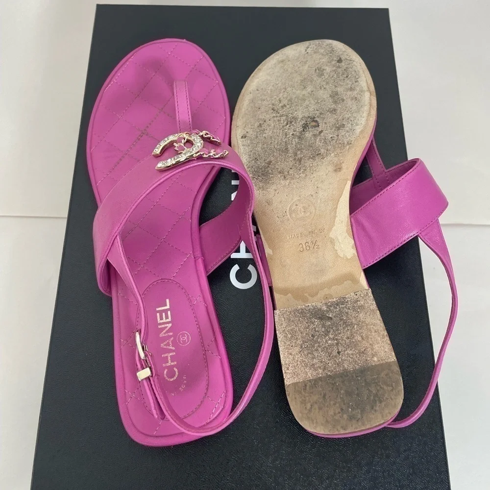 Chanel 21C Lambskin CC Crystal Sandals